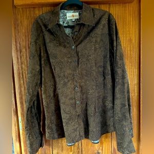 CR Ranchwear - Brown Tooled Floral - XL 💙🤠